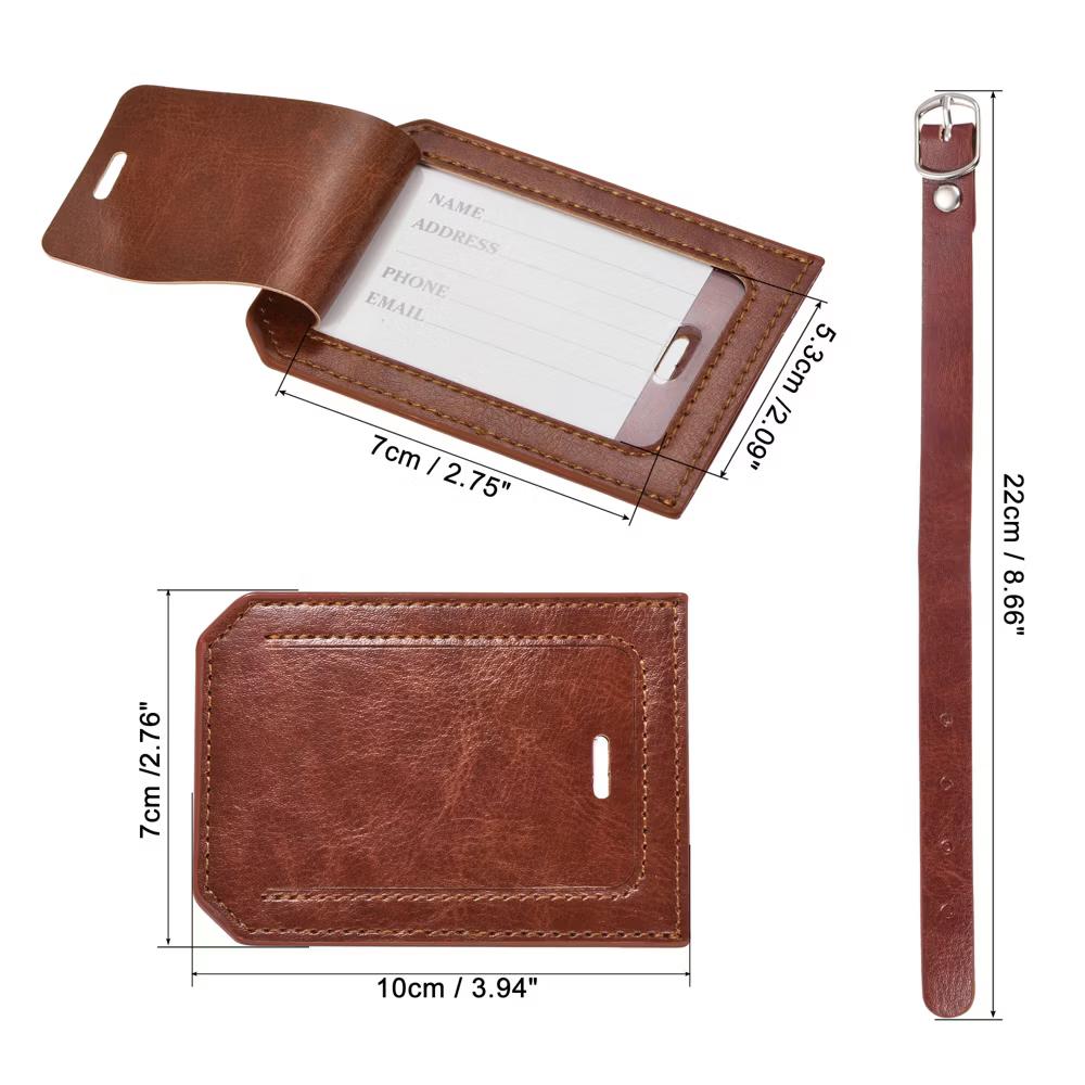 Backpack PU Holder Identifier Card Luggage Tag with Strap 4 Pcs - Image 5