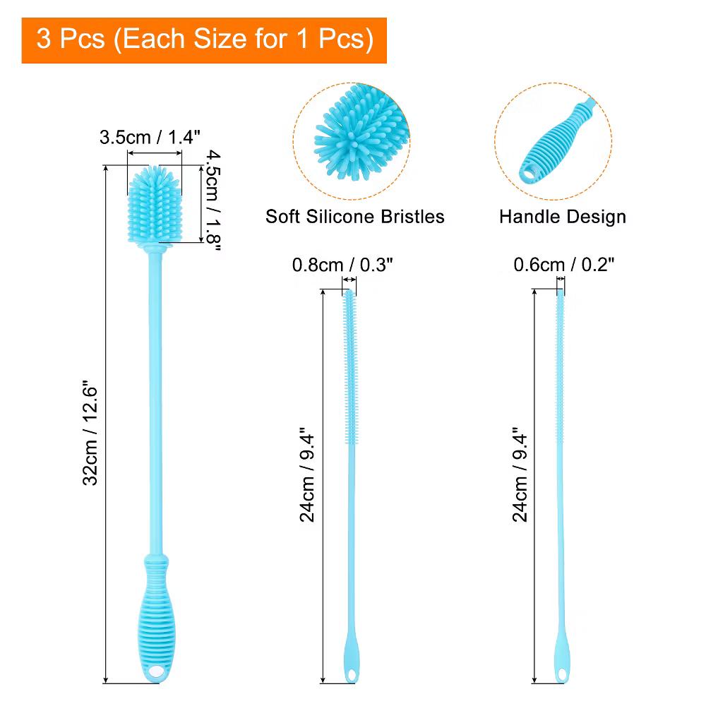 Silicone Bottle Brush with 2 Straw Brush for Cleaning Narrow Neck Containers Sport Bottles - Image 6