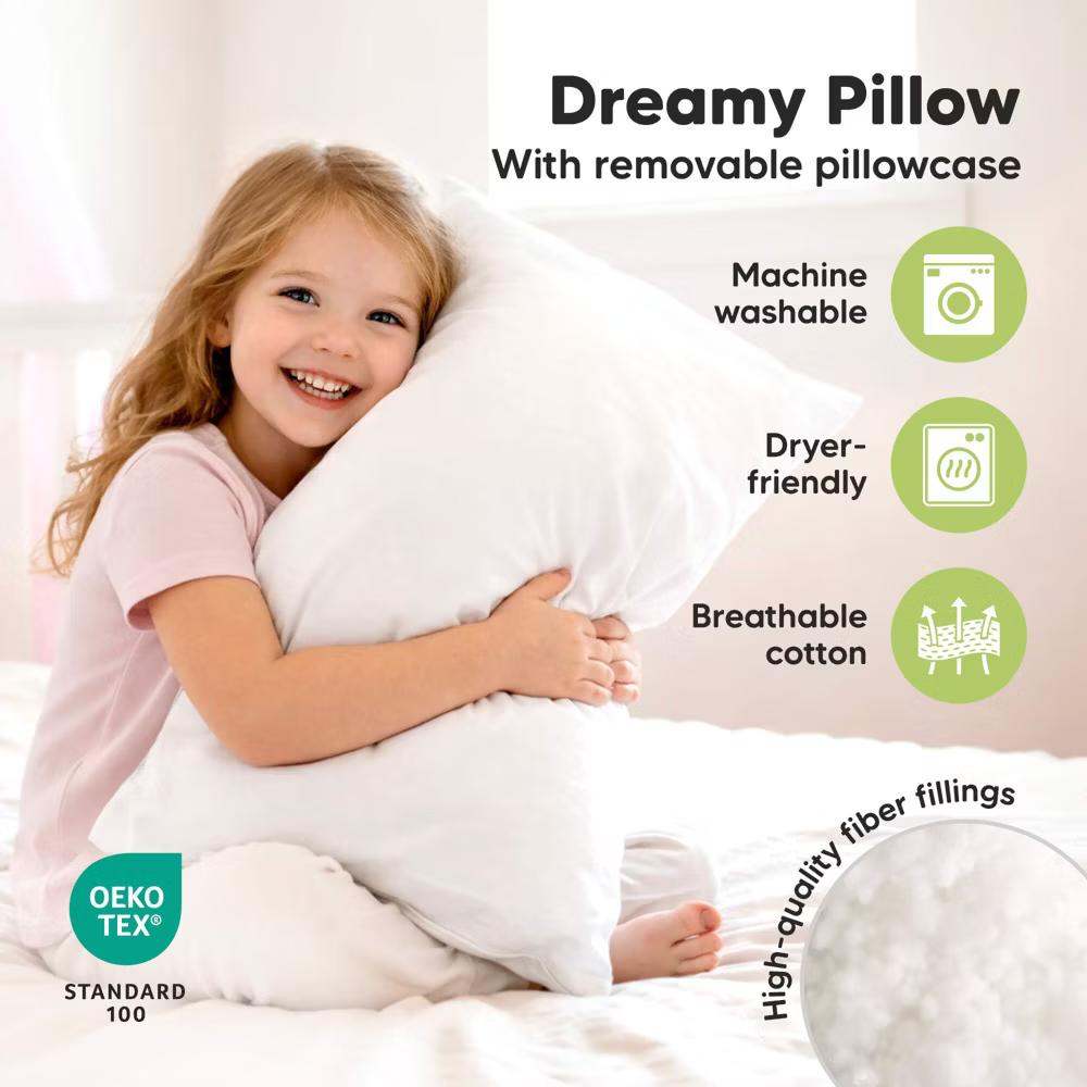 Jumbo Toddler Pillow with Pillowcase, 14X20 Soft Organic Toddler Pillows for Sleeping, Kids Travel Pillow - Image 65