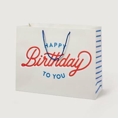 Happy Birthday to You' Boys Small Gift Bag - Multicolored Typography, 10x12.75x5, Paper - Image 3