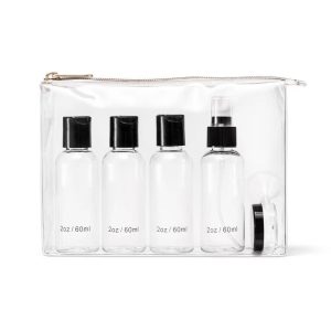 TSA Travel Makeup Bag Kit - Clear: Zipper Closure, 5.75" Height, Single Compartment