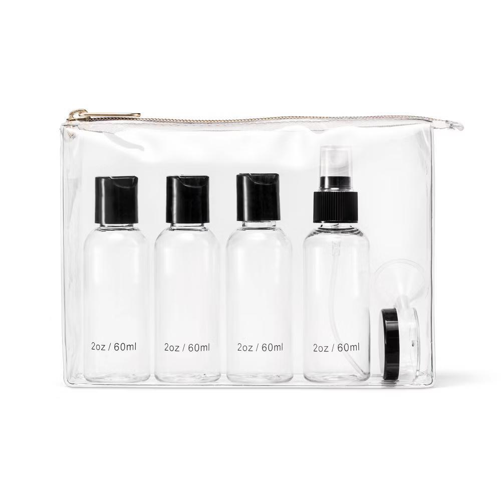 TSA Travel Makeup Bag Kit - Clear: Zipper Closure, 5.75" Height, Single Compartment