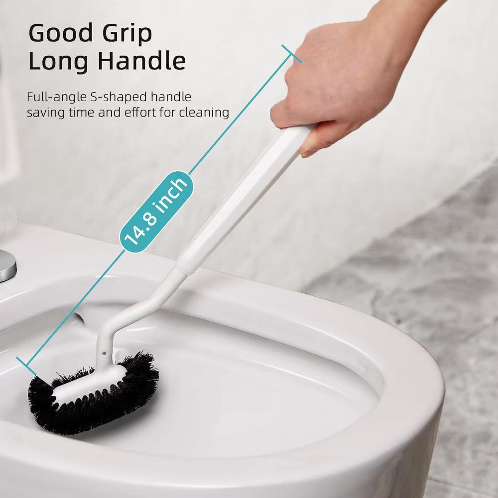 Toilet Bowl Brush Holder Set: 2 Pack Bathroom Deep Cleaning Toilet Cleaner Scrubber Under Rim with Curved Bristle for Dead Corner Clean - Image 7