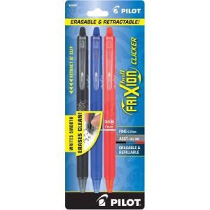 3pk FriXion Clicker Erasable Gel Pens Fine Point 0.7mm Assorted Inks