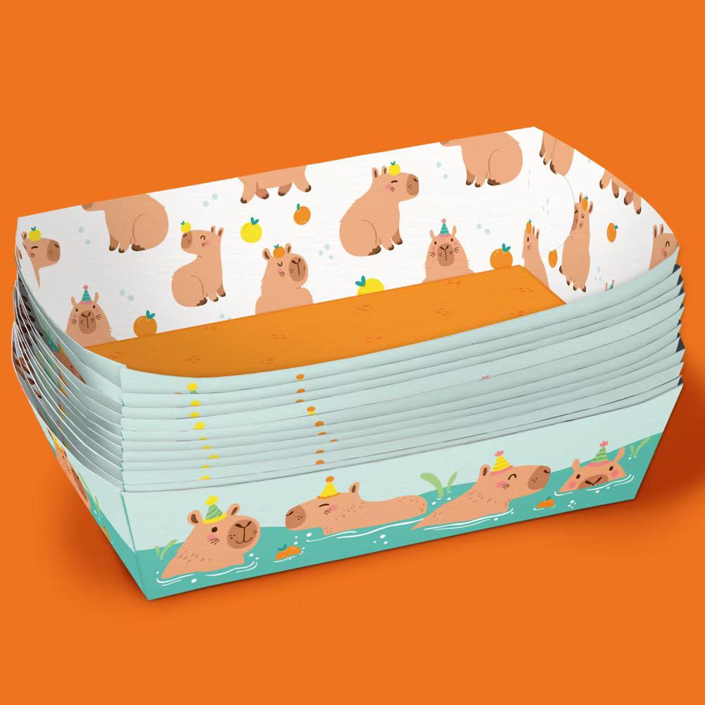 Capybara Party Paper Food Trays, Disposable Double-Sided Paper Food Holders for Nachos, Hot Dogs, French Fries - 12 Ct - Image 3