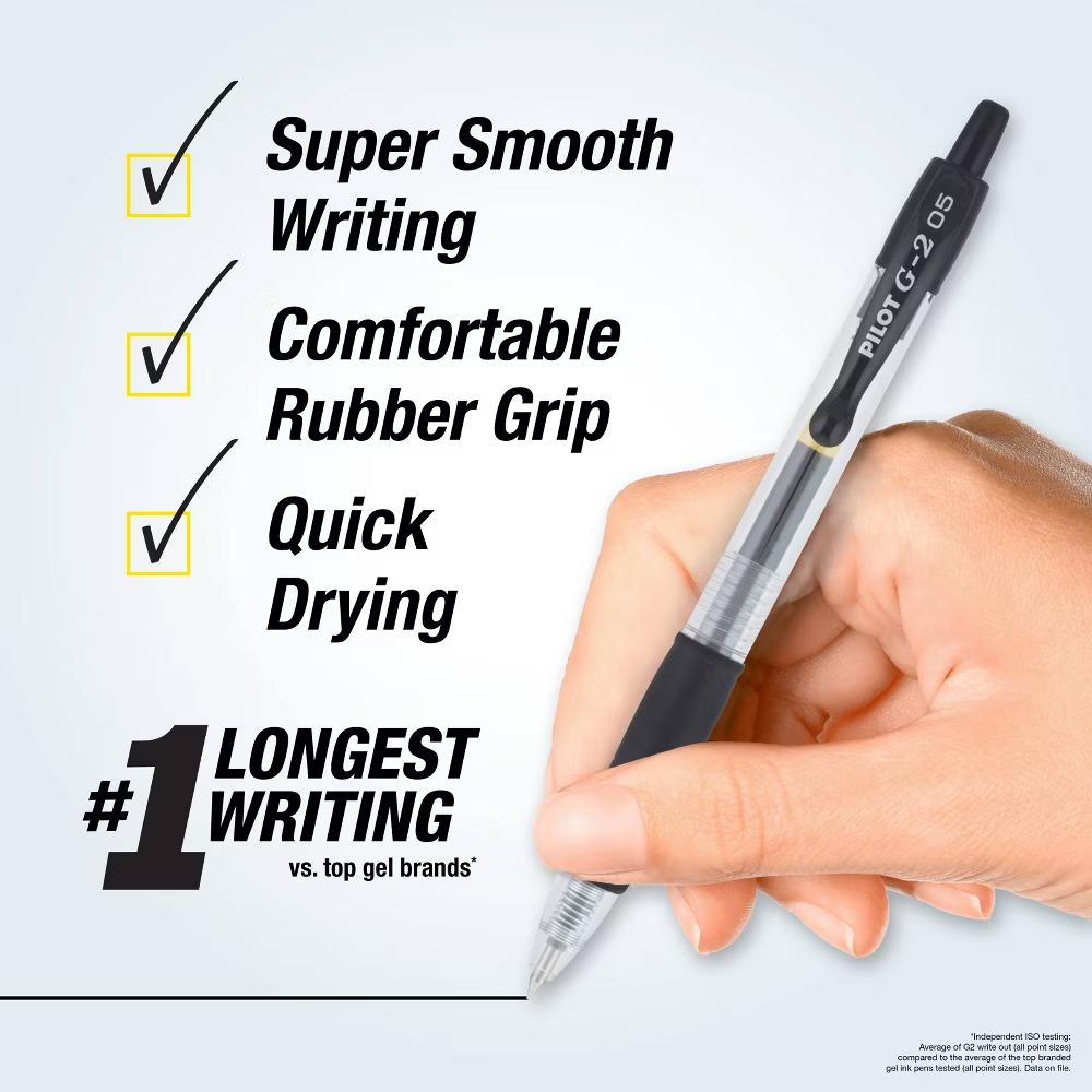 5pk G2 Gel Pens Extra Fine Point 0.5mm Black Ink - Image 8