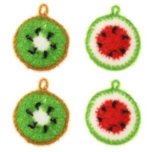 Non Scratch Durable Hand Crochet Colorful Utility Sponge Watermelon & Fruit 4 Pcs