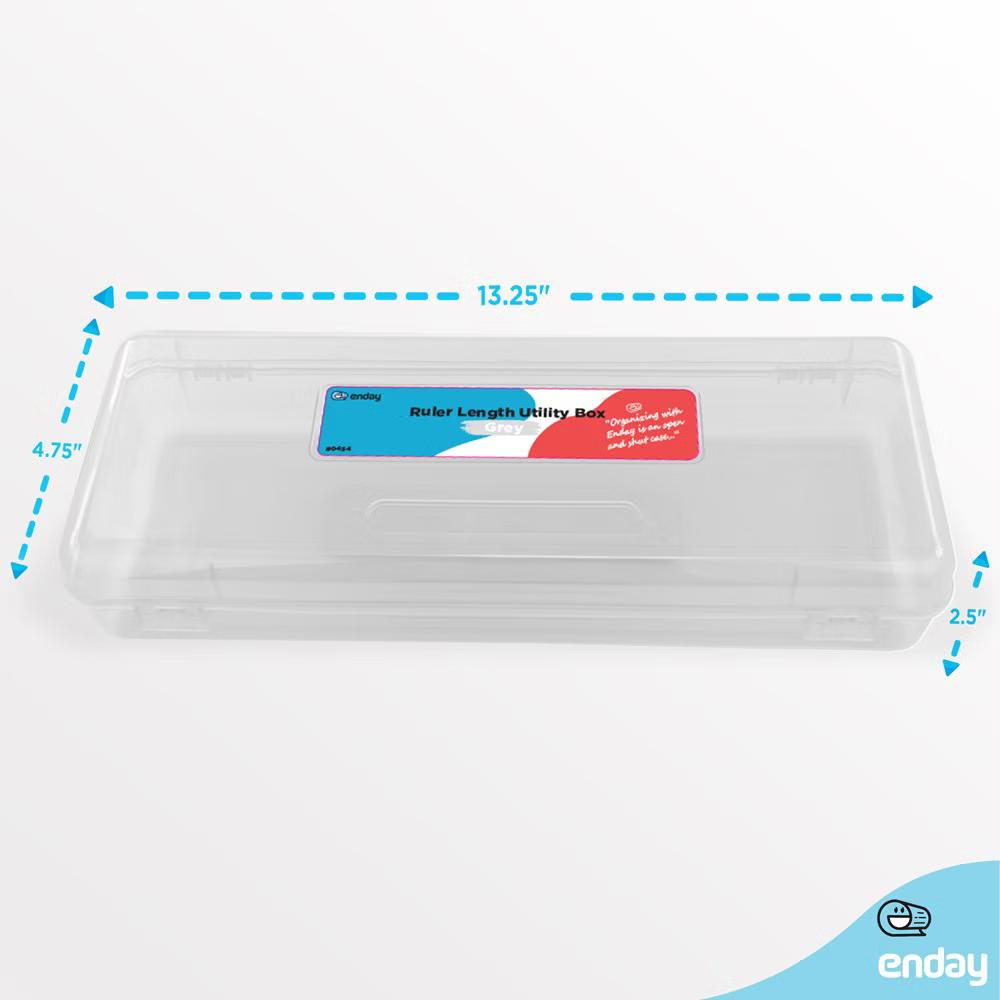 Pencil Box, Storage Organizer Utility Box, Multipurpose Long Ruler Length School Office Supplies Plastic Pencil Case for Kids & Adults - Image 12