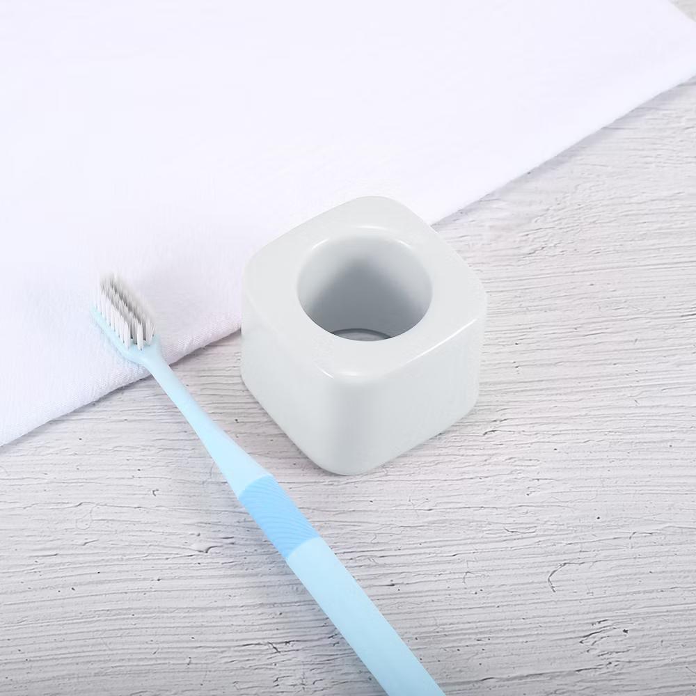 Bathroom Square Mini Ceramic Toothbrush Holder 2.2"x1.73" 2Pcs - Image 19