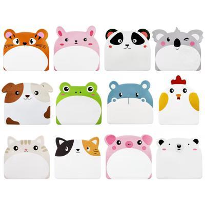 Cute Talking Cartoon Animals Sticky Notes, Adhesive Memo Notepads for Home, Office, Work (Set of 12)