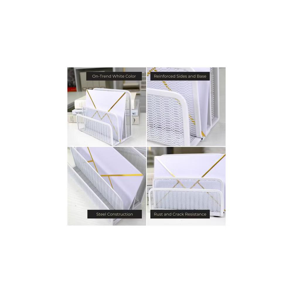 Blu Monaco 3 Tier Metal Mesh Letter Sorter - Available in Aqua, Black, Gold, Pink, Rose Gold, and White - Image 34