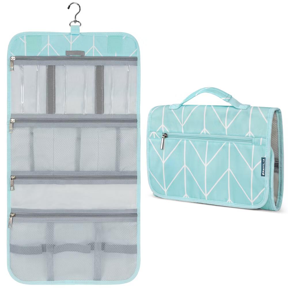 Hanging Toiletry Bag Women Men, Travel Kit Foldable Waterproof Organizer, Roll up Cosmetics Makeup Essentials Jewelry Case - Image 38