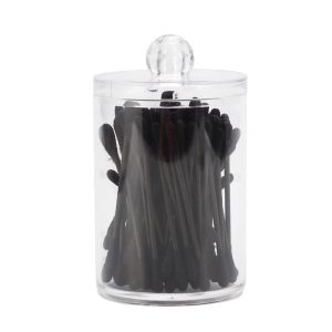 Lid-round Cup Acrylic Cotton Swab Jar for Bathroom Clear 1 Pc