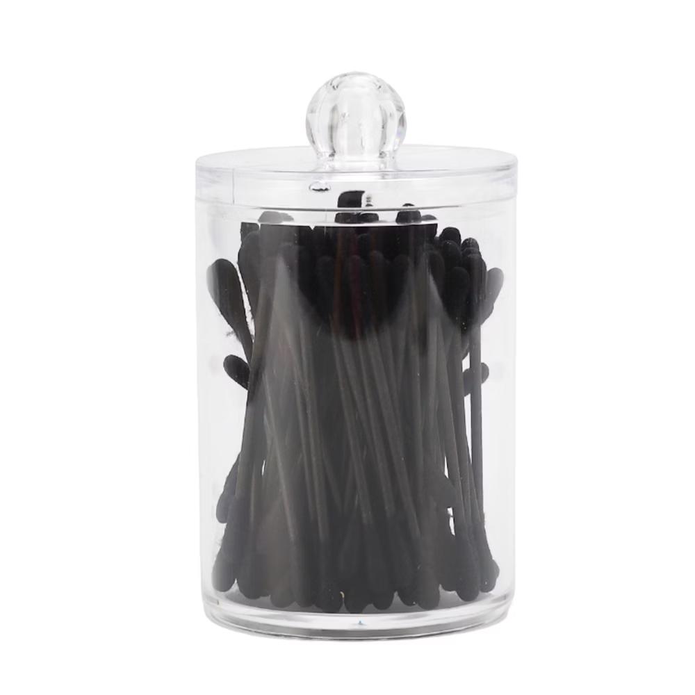 Lid-round Cup Acrylic Cotton Swab Jar for Bathroom Clear 1 Pc
