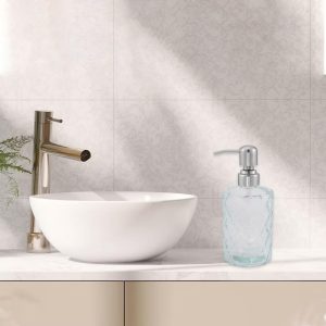 Elegant Soap Pump Dispenser for Bathroom 11.15oz Clear Silver Tone 1 Pc