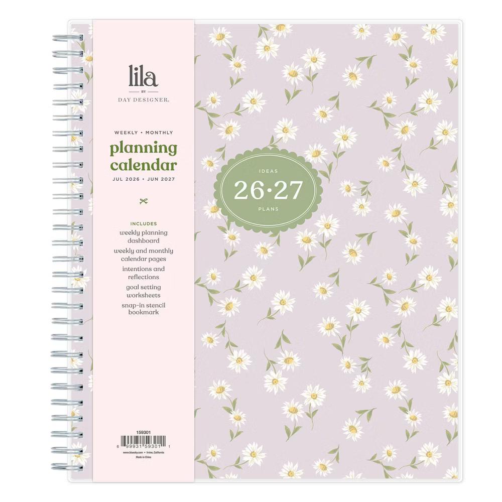 Day Designer 8"x10" 2026-2027 Weekly/Monthly Lila Planner Sweet Daisy Lilac Smooth Frosted Wirebound - Image 9