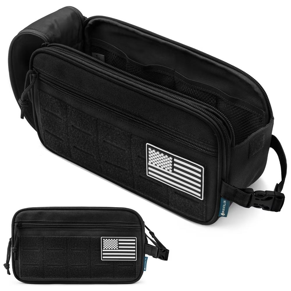 Tactical Toiletry Bag for Men, Hygiene Travel Bag, Military Dopp Kit, Water Resistant Molle Pouch, Shaving Grooming Organizer Case