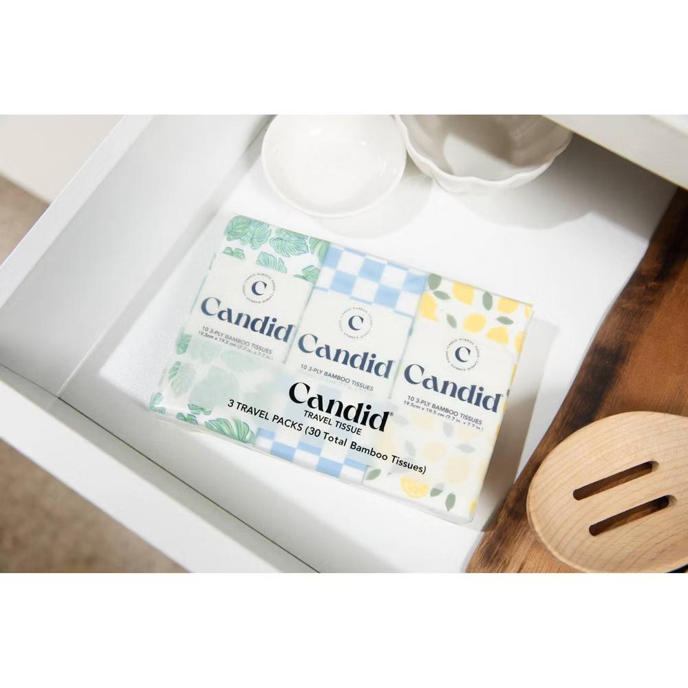 Candid Travel Pack Facial Tissue Travel Size - 3pk/10ct: Soft Pack, 3-Ply - Image 4