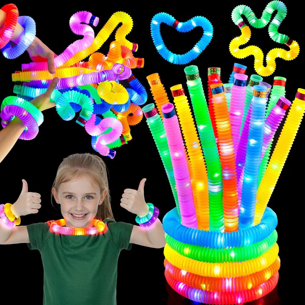 9Pcs Glow Pop Tubes Party Favors, Glow Sticks Light Up Necklaces Bracelets for Kids, Birthday Gifts, Classroom Goodie Bags, Treasure Box Toys - Image 8