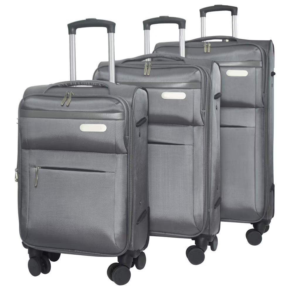 3-Piece Softside Luggage Set with Built-in Lock, Expandable Lightweight Suitcases with Spinner Wheels (20/24/28 Inch)