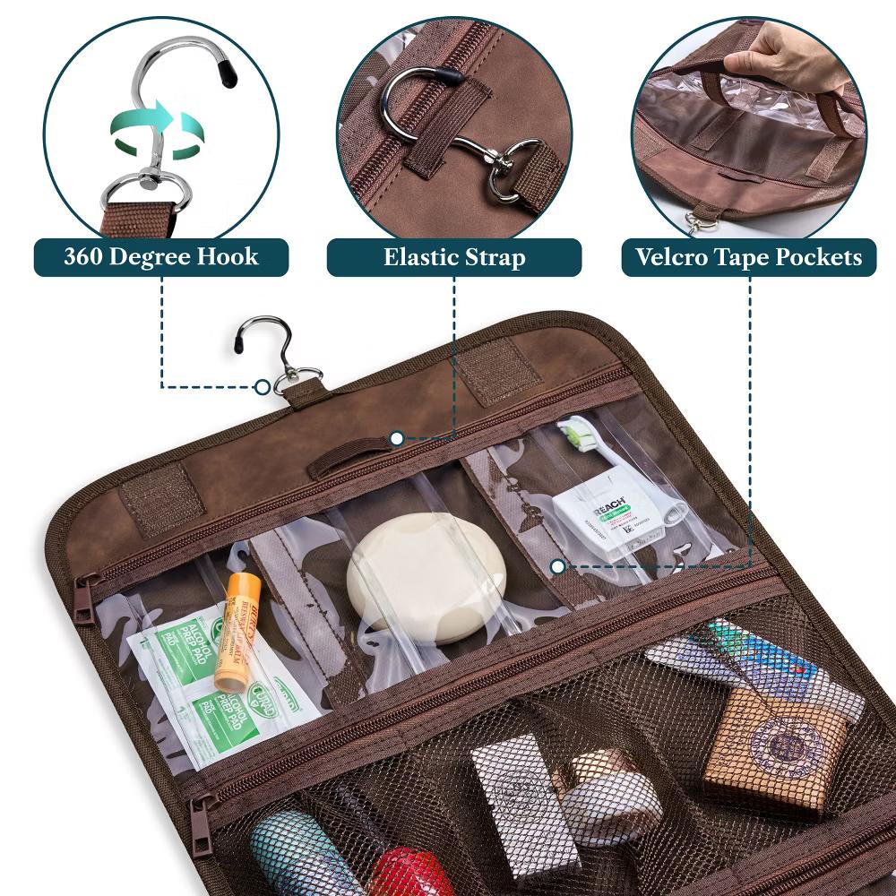 Hanging Toiletry Bag Women Men, Travel Kit Foldable Waterproof Organizer, Roll up Cosmetics Makeup Essentials Jewelry Case - Image 22