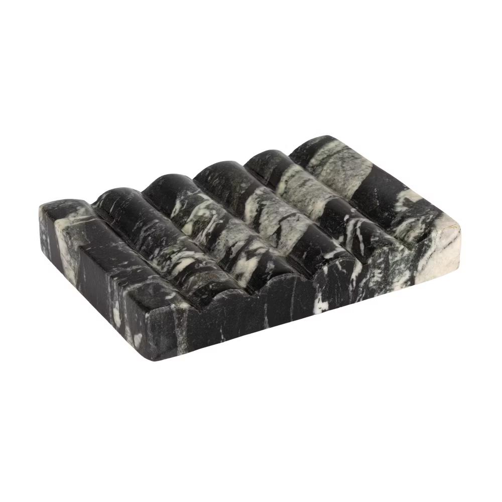 Storied Home Mélange Marble Soap Dish, Black and Beige - Image 5