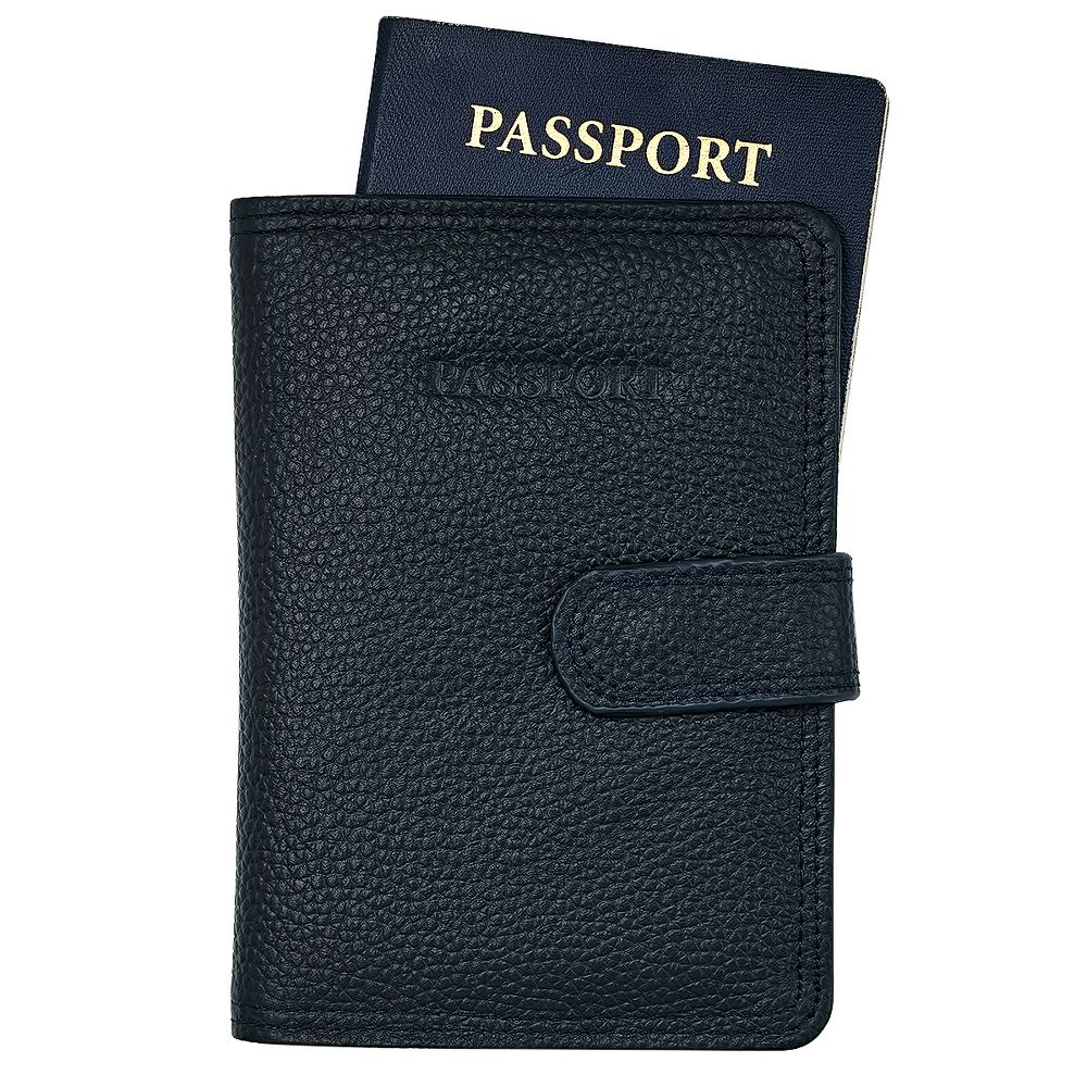 Steeltime Unisex leather passport holder. Color Options: Black, Brown, Navy, Teal, Red, Purple - Image 12