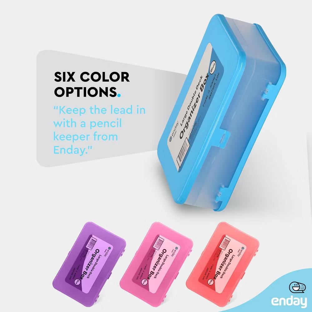 Large Capacity Double Deck Pencil Box - Plastic With 12 Compartments, Snap-Tight Lid, Hard Case Storage Organizer - Image 22