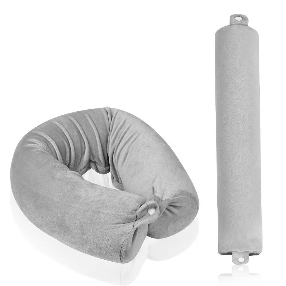 Neck Pillow Travel Pillow Memory Foam For Airplanes Car, Flexible U-Shaped Plane Pillow With Washable Cover, Light Gray - Image 5