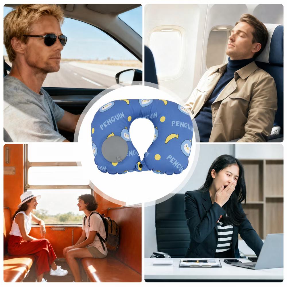 Ice Silk Inflatable Travel Pillow 1 Pc - Image 3