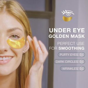 Under Eye Patches for Puffy Eyes and Dark Circles – 24k Gold Under Eye Masks Patch for Puffiness, 20 Pairs Gold Under Eye Mask Patches for Puffy Eyes