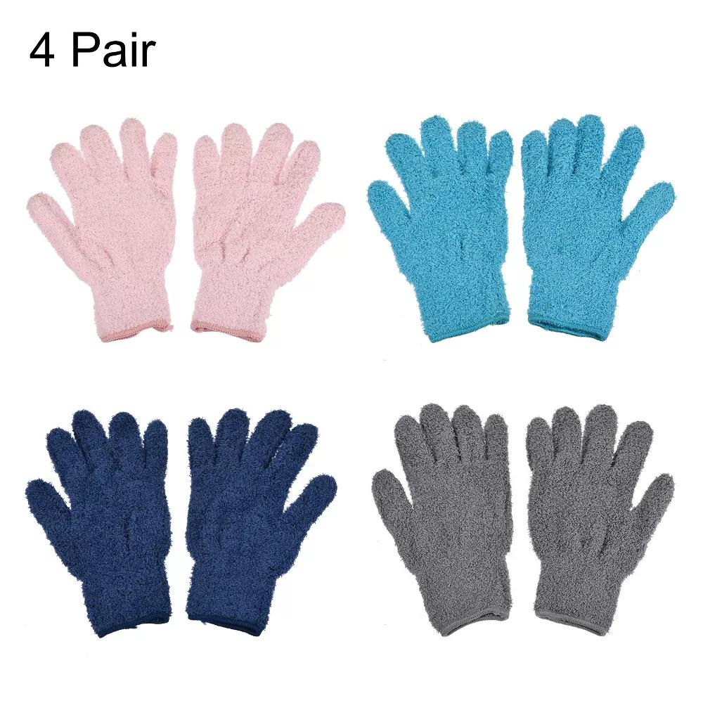 Dusting Cleaning Gloves Microfiber Mittens for Plant Blinds Lamp Window Blue Dark Blue Gray Pink 4 Pairs 1 Set - Image 3
