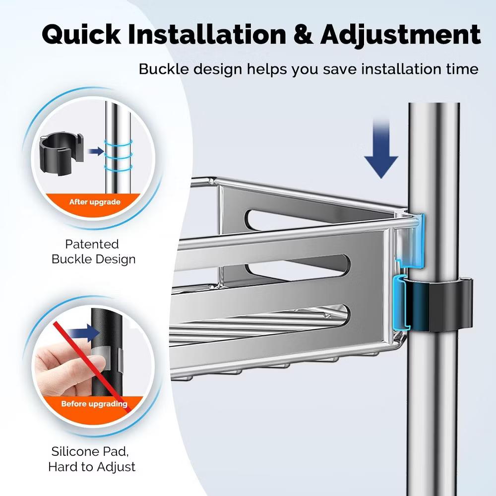 Adjustable Shower Caddy, Tension Pole Storage Organizer with 4 Shelves, No Drill Required for Bathroom. - Image 2