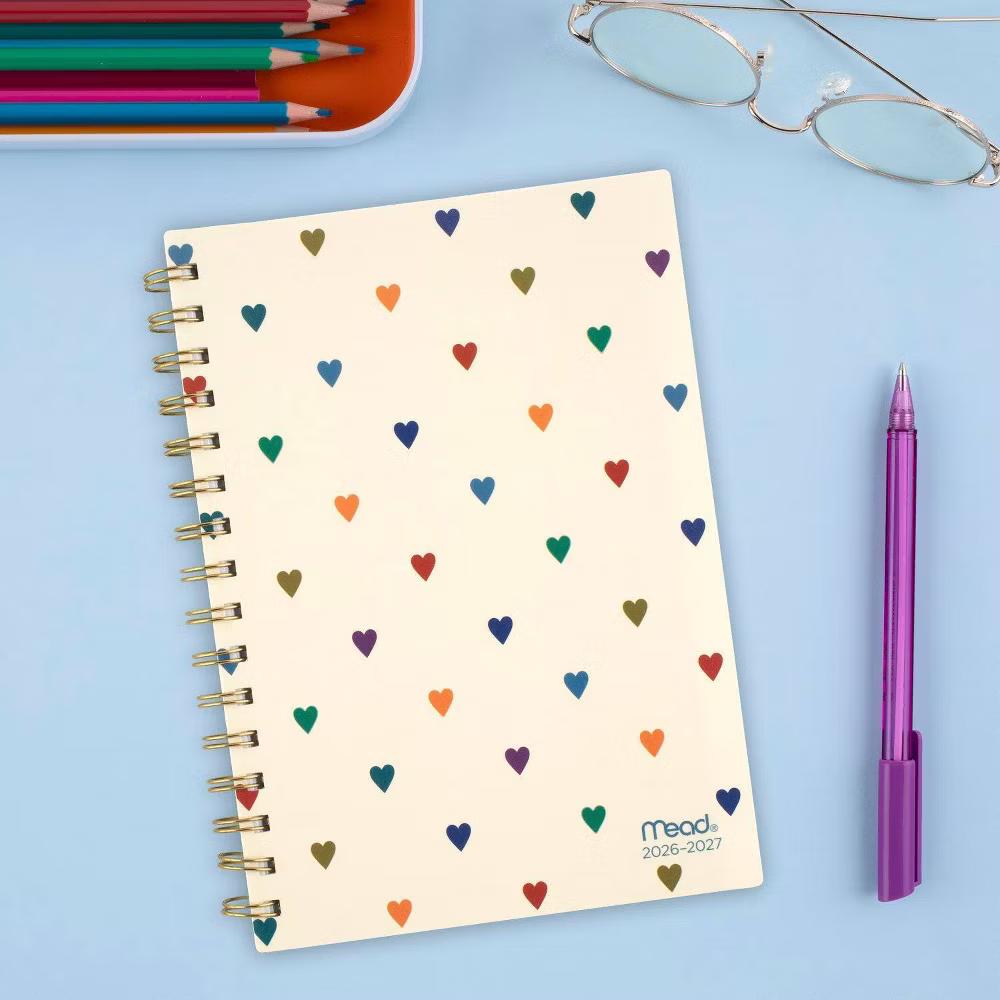 Mead 5.5"x8.5" 2026-2027 Weekly/Monthly Small Colorful Hearts Planner - Image 8