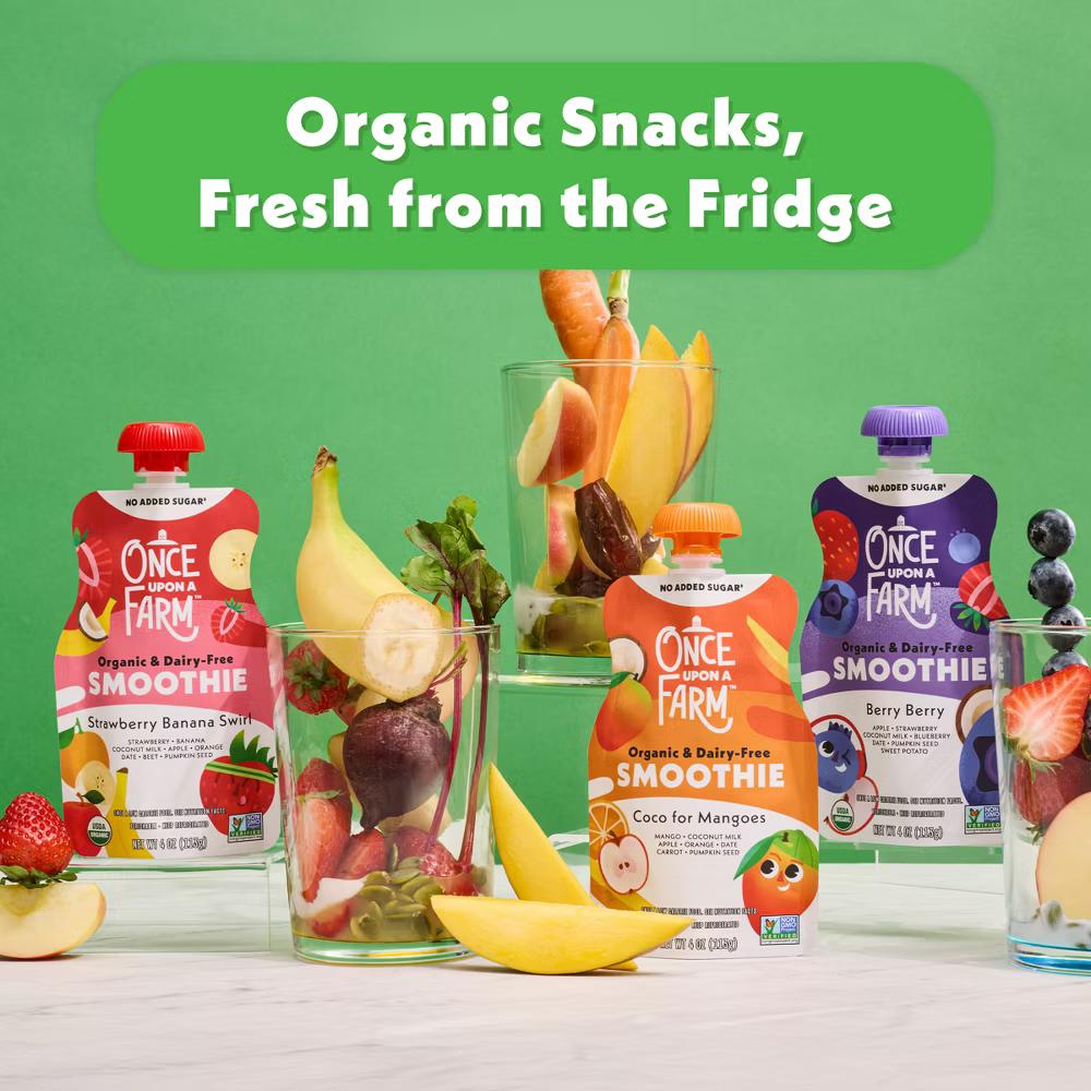 Once Upon A Farm Go-Go Greens Organic Dairy-Free Kids' Smoothie - 4oz Pouch - Image 6