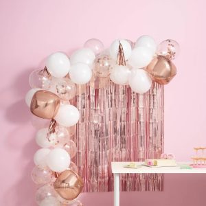 48ct Balloon Arch Garland Décor Kit with Backdrop Rose Gold