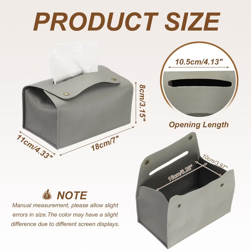 PU Leather Home Car Office Decorative Tissue Box Holder - Image 15