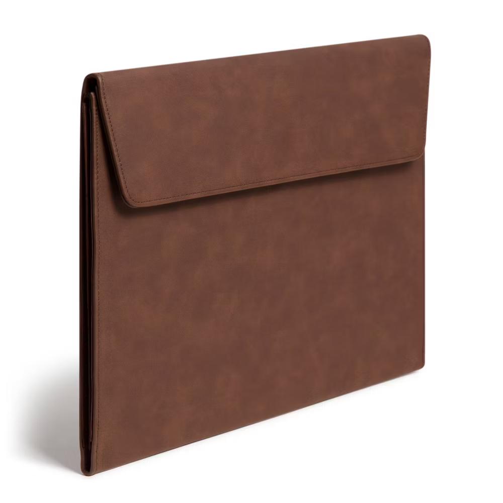 File Organizer Brown Pleather: Polyurethane File Holder, No Assembly Required, 14.5" Height, 9.25" Width - Image 2