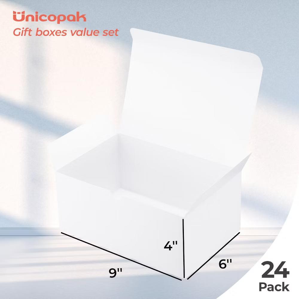 24 Pack White Gift Boxes 9x6x4 Inches Bulk Cardboard Boxes with Lids for Birthday Wedding Bridesmaid Proposal Christmas - Image 2