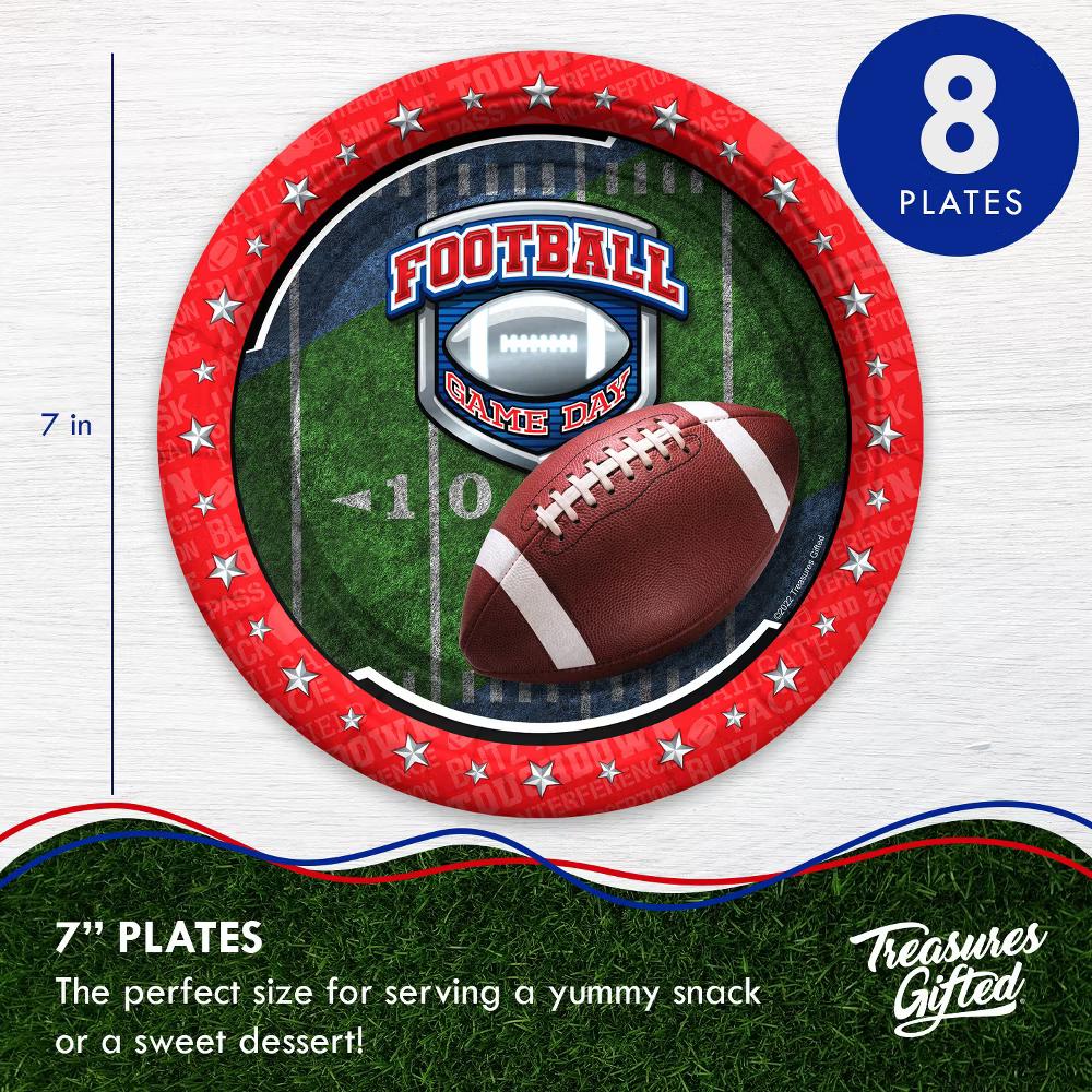 Treasures Gifted Football Plates 7in - Football Birthday Party Supplies - 8 Pack - Image 6