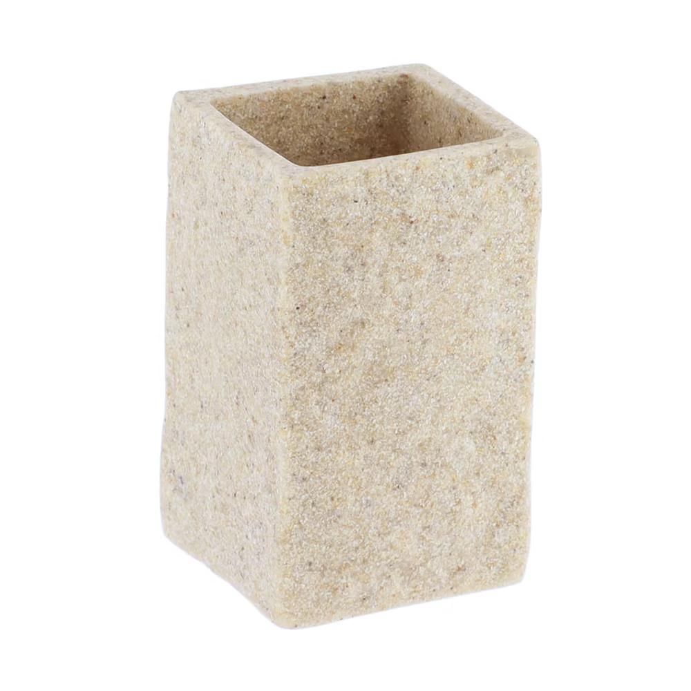 French Home Goods Modern Square Resin Stone Effect Bathroom Tumbler – Versatile Toothbrush Holder, Makeup Brush Cup and Countertop Organizer - Image 19