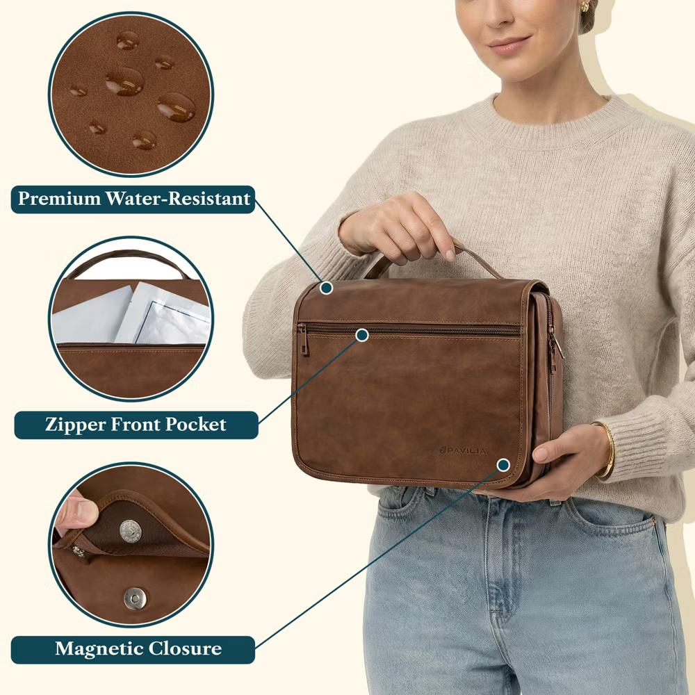 Hanging Toiletry Bag Women Men, Foldable Large Travel Cosmetic Organizer, Water Resistant Makeup Toiletries Essentials Kit - Image 20