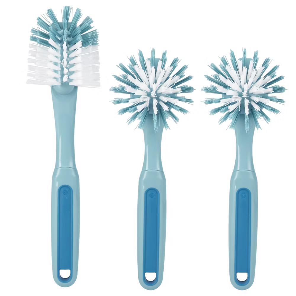 Ready 3pk Dish Brush Set: Rubber & Plastic Cleaning Tools, Blue, 11.5" Height, 5.75" Width, 2.25" Depth - Image 2