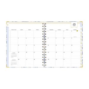 Day Designer 7"x9" 2026-2027 Planner Fleurie Blue Matte Laminated Weekly/Monthly Safety Wirebound