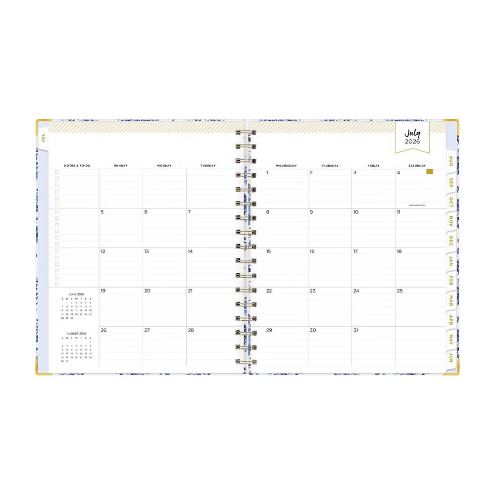 Day Designer 7"x9" 2026-2027 Planner Fleurie Blue Matte Laminated Weekly/Monthly Safety Wirebound