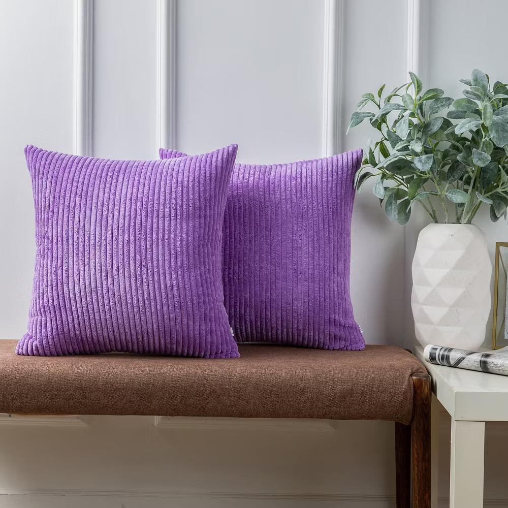 Phantoscope Solid Color Corduroy Pillow Covers Set of 2 Plush Velvet & Soft Accent - Image 6