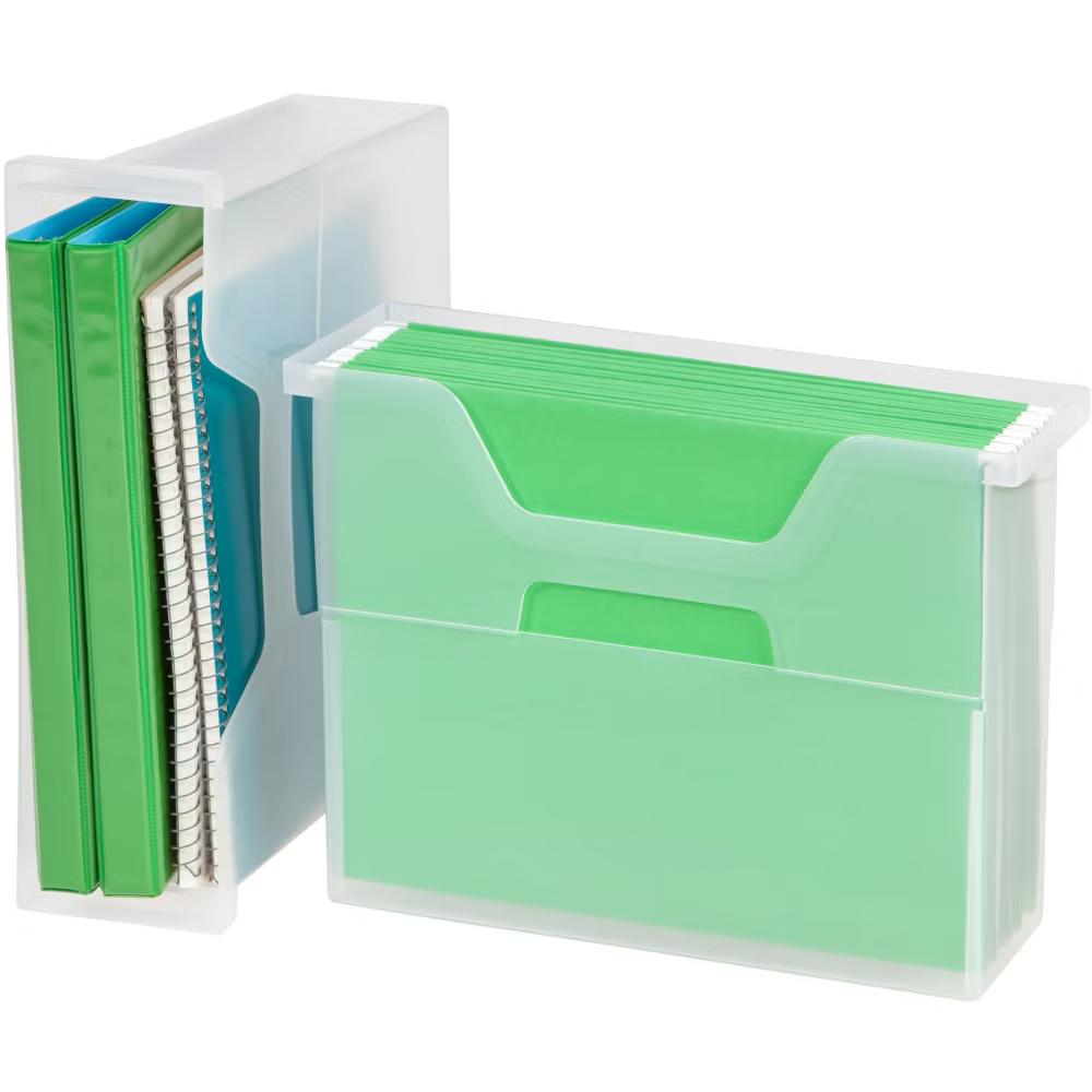 USA Portable Letter Size Desktop File Box with Open Lid, Side Handles, Hanging File Folders - Image 30