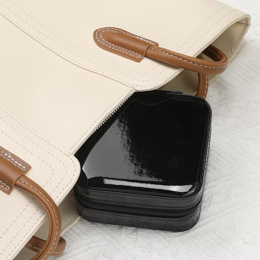 Travel Square Small Portable PU Leather Jewelry Organizer Case Storage - Image 7