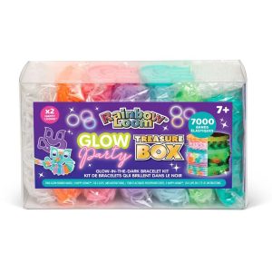 Rainbow Loom: Treasure Box - Glow-in-The-Dark Edition - DIY Bands Jewelry Kit, 7000 Glow Rubber Bands, 2 Happy Looms, Ages 7