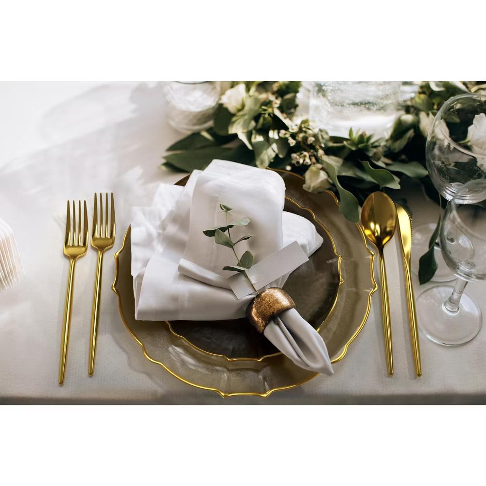 Trendables 40 Pieces Plastic Disposable Wedding Plates Set - 20 7.5" & 20 10" Thin & DelicateTinted Petals Plates with Rim - Image 38